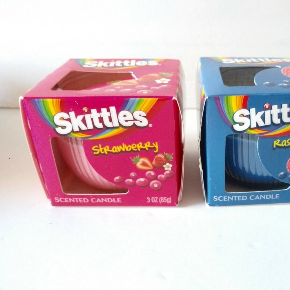 2016 Skittles Scented Raspberry Strawberry Candles Glass Holder - Picture 5 of 9